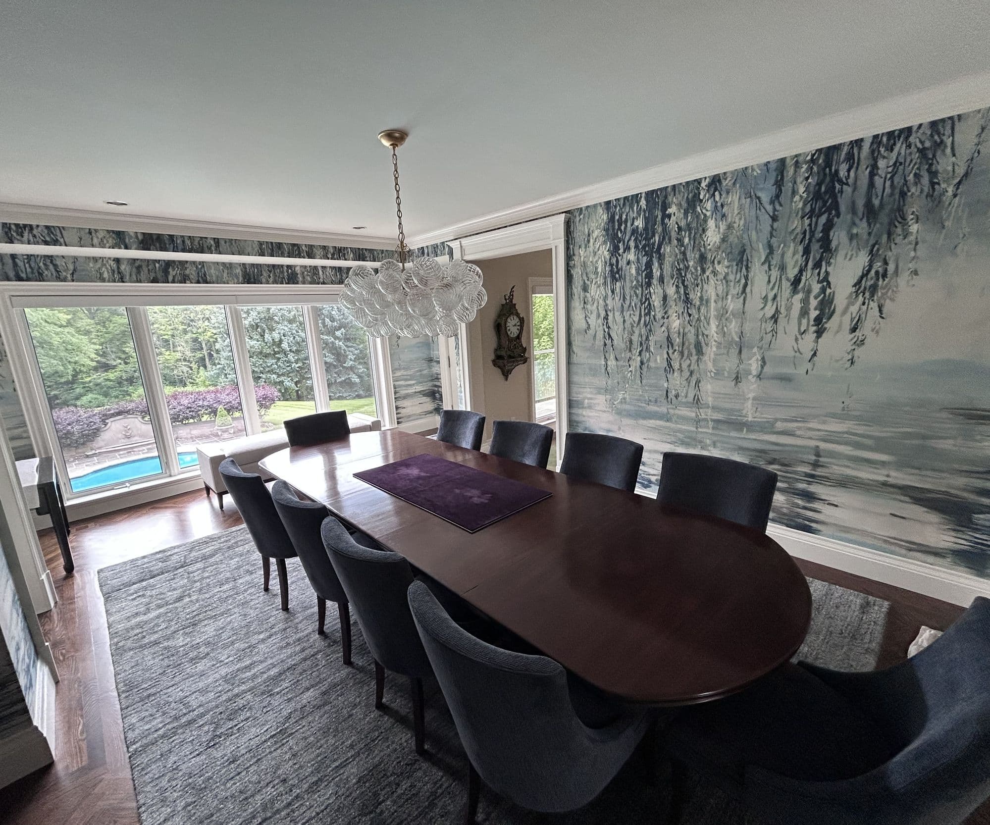 A bright dining room in a home cleaned by NFG Home, looking out over the garden